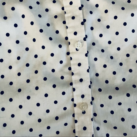Chaps Black and white Polka Dot Button Down Blouse Large - Picture 6 of 7